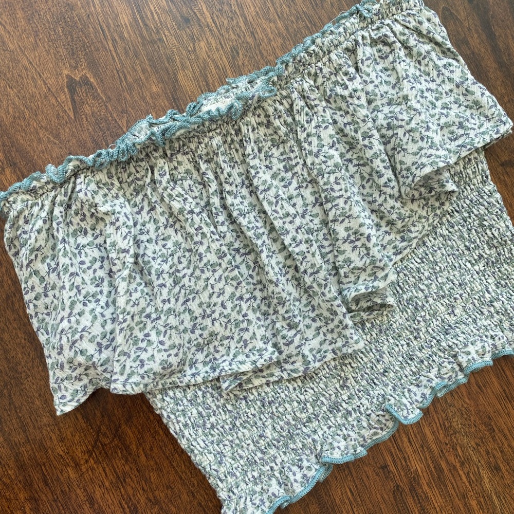 smocked floral tube top